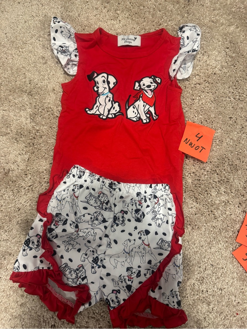 Girls Red Dalmatian-Print Matching Set